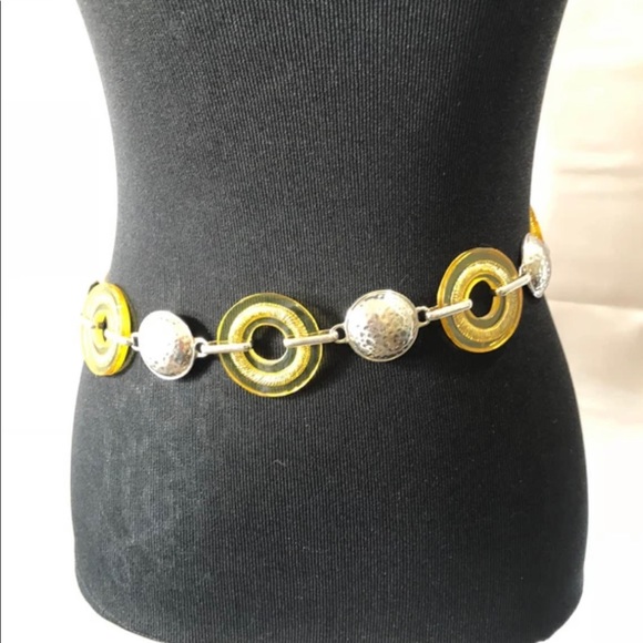 Chico’s silver medal & yellow lucite chain link belt - Picture 7 of 7